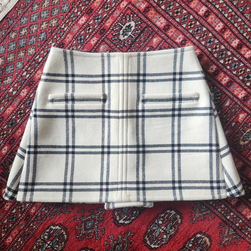 Courreges Wool Check Mini Skirt / Skort EU 36 XS